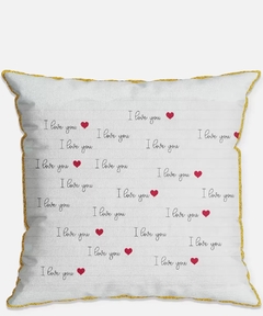 Almofada Aveludada I Love You com Cordone Belchior - 43x43cm - Design Gallery Santos 