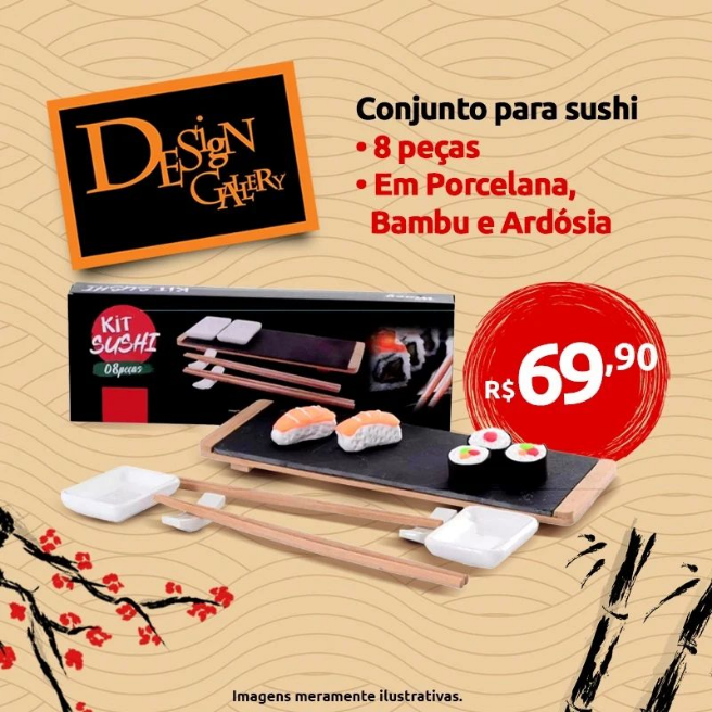 Jogo 6 peças para Sushi em Bambu – Dynasty - Casa Goianita