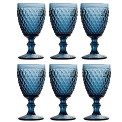 Jogo 6 Taças para Água Bico de Abacaxi Azul - 325ml - comprar online