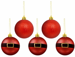Bolas de Natal Cinto do Papai Noel 5cm - 10 unidades
