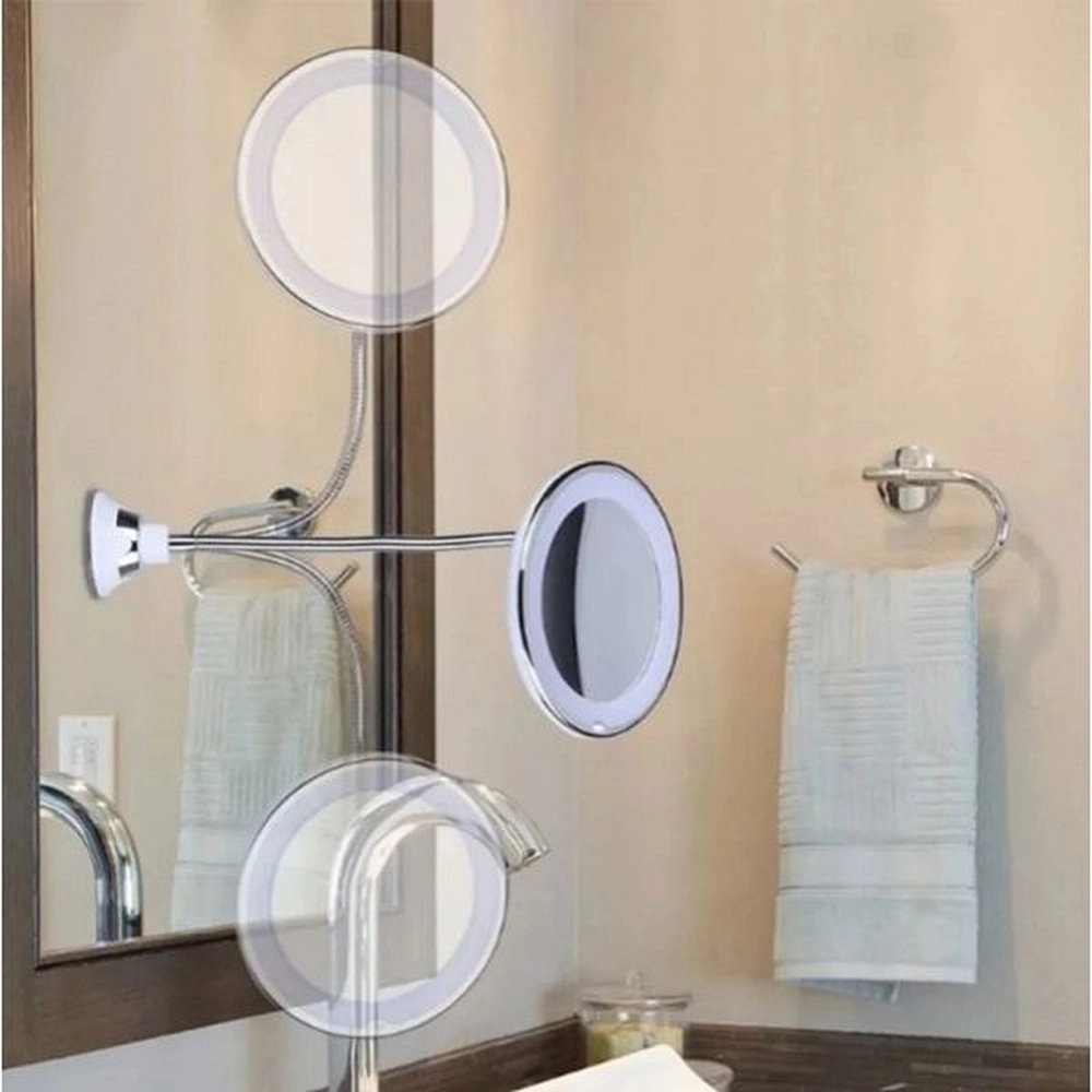 Espelho de Aumento Flexível 360° com Luz Led