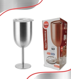 Taça Térmica em Inox com Tampa - 480ml - Design Gallery Santos 