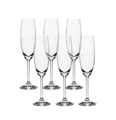 Jogo 6 Taças Champagne Flute Sylvia Cristal Bohemia - 220ml