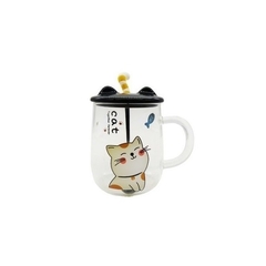 Caneca Gatinho com Colher e Tampa - 400ml na internet