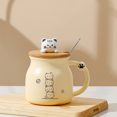 Caneca Gatinho com Tampa e Colher - Design Gallery Santos 