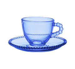 Jogo 6 Xícaras para Café com Pires Pearl Azul - 90ml