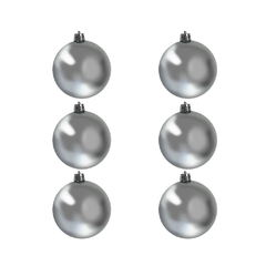 Bolas de Natal Prata 6cm - 6 unidades