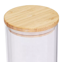 Pote de Vidro com Tampa de Bambu - 950ml (8,5x20cm) - Design Gallery Santos 