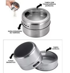 Porta Temperos Inox Magnético - 5 peças - loja online