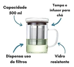 Jarra/Caneca para Chá com Infusor e Tampa - 500ml - comprar online