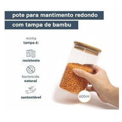 Pote Hermético de Vidro com Tampa de Bambu - Design Gallery Santos 