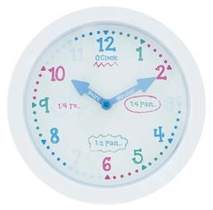 Relógio de Parede Infantil Branco Inglês - 25,4cm