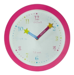 Relógio de Parede Infantil Rosa Inglês - 25,4cm