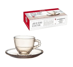 Jogo 6 Xícaras para Café com Pires Pearl Âmbar - 90ml na internet