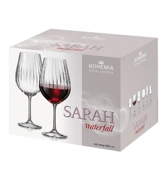Jogo 6 Taças Red Wine Sarah Waterfall Cristal Bohemia - 690ml - loja online