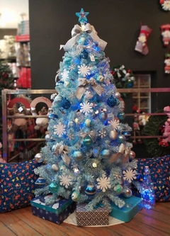 Árvore de Natal Azul Claro Mesclada com Prata - 1,80m - Design Gallery Santos 