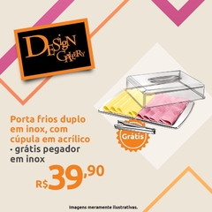 Porta Frios Duplo em Inox com Tampa + Pegador