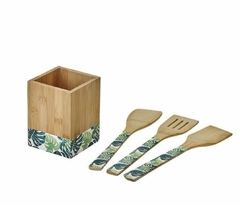 Conj. 3 Utensílios + Suporte em Bambu Decor Costela de Adão - comprar online