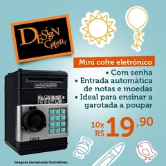 Mini Cofre Eletrônico para Moedas e Cédulas