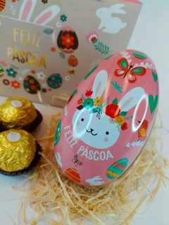 Imagem do Kit Páscoa - Lata Ovo + 3 Bombons Ferrero Rocher + Embalagem de Presente