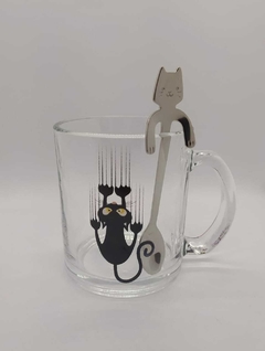 Caneca de Vidro Gatinhos 350ml + Colher Inox Gatinho na internet