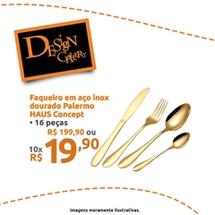 Faqueiro Dourado Palermo Haus Concept - 16 peças