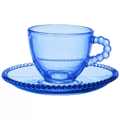 Jogo 6 Xícaras para Chá c/ Pires Pearl Azul - 230ml