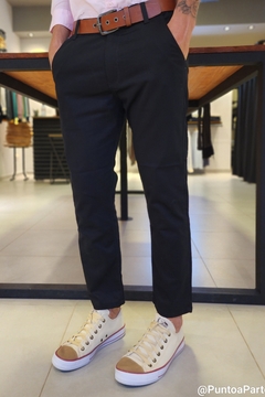 Pantalon corte chino negro clearance
