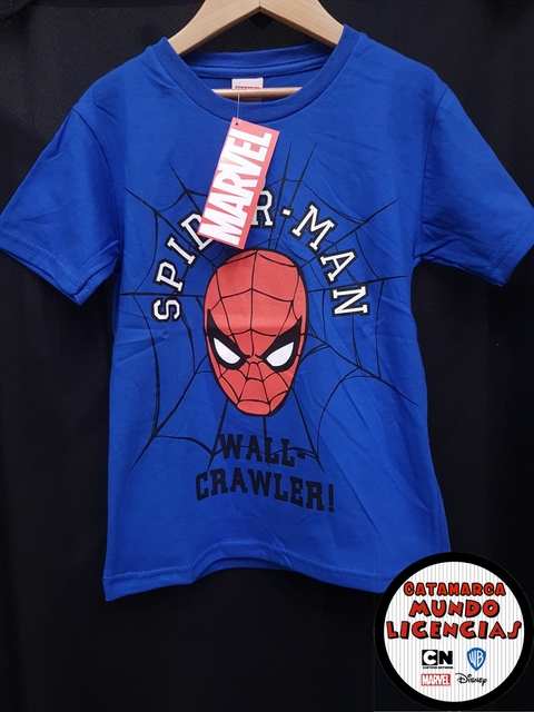 Remera Nino Spider Man Wall Crawler Azul
