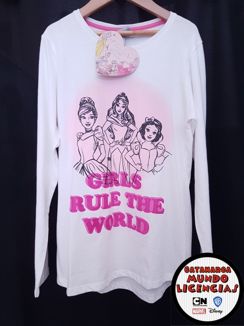 Remera NIña M/largas Disney Princesas - Girls Rule The World