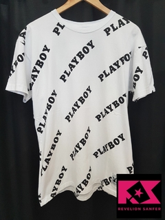 Remera Playboy Logos Blanca