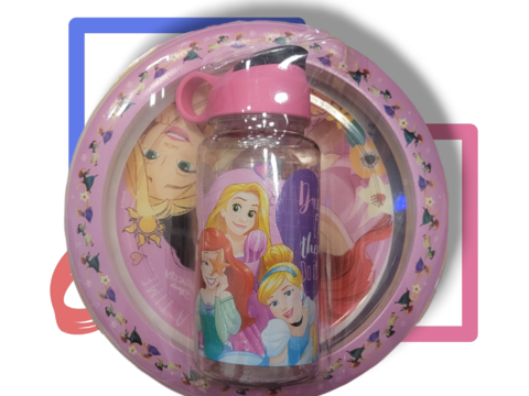 Kit Botella Flip-top + Plato Playo Disney Princesas