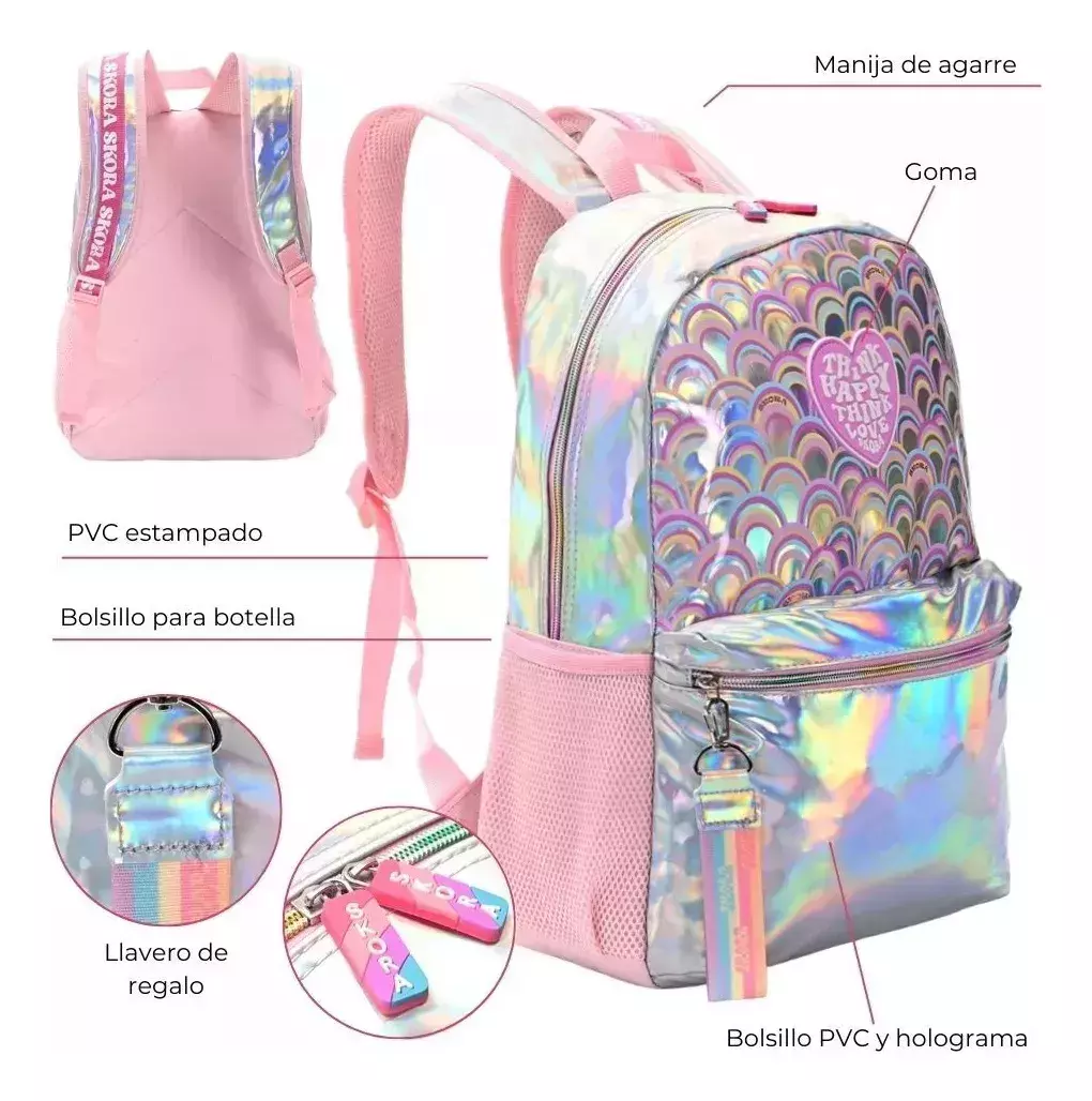 MOCHILA HOLOGRAMA ARCOIRIS Puercoespin Store