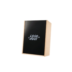 Caja de MDF 35x20x10 cm - Tapa Acrilico negro con logo