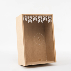 Caja de MDF 35x20x10 cm - Tapa Acrilico Transparent con logo - Komuk Argentina