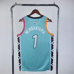 Camisa San Antonio Spurs Silk - Wembanyama 1 Duncan 21, Parker 9, Ginobili 20 - comprar online