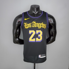 Camisa Los Angeles Lakers Silk - James 23, Davis 3, Bryant 24