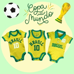 Body Bebê Brasil Copa do Mundo Temático Uniforme Futebol Torcedor