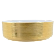 Cuba de apoio redonda branca com dourado 36cm Ø - comprar online