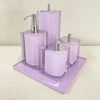 Kit de banheiro 4 peças + bandeja 24x24 em resina cristal lilás com cromado