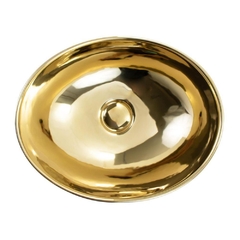 Cuba de apoio oval Dourada 41x33cm - comprar online