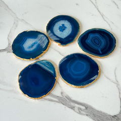Porta copos pedra natural Ágata azul 5 peças - comprar online