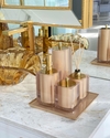 Kit de banheiro 4 peças + Bandeja 24x24 em resina Cristal Champagne com Dourado