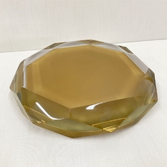 Bandeja lapidada cristal dourada - 33cm diâmetro