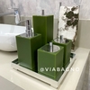 Kit de banheiro 4 peças em resina verde militar com cromado