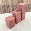 Kit de banheiro 3 peças em resina Rosa coral com Cromado