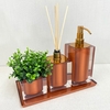 kit lavabo peças + bandeja 14x28 em resina cristal red gold com red gold