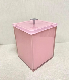 Lixeira Cristal rosa chá com cromado