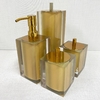 Kit de banheiro 4 peças em resina cristal dourado com dourado