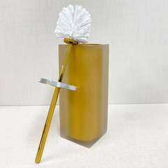 Porta escova sanitária em resina cristal dourado fosco com dourado - comprar online